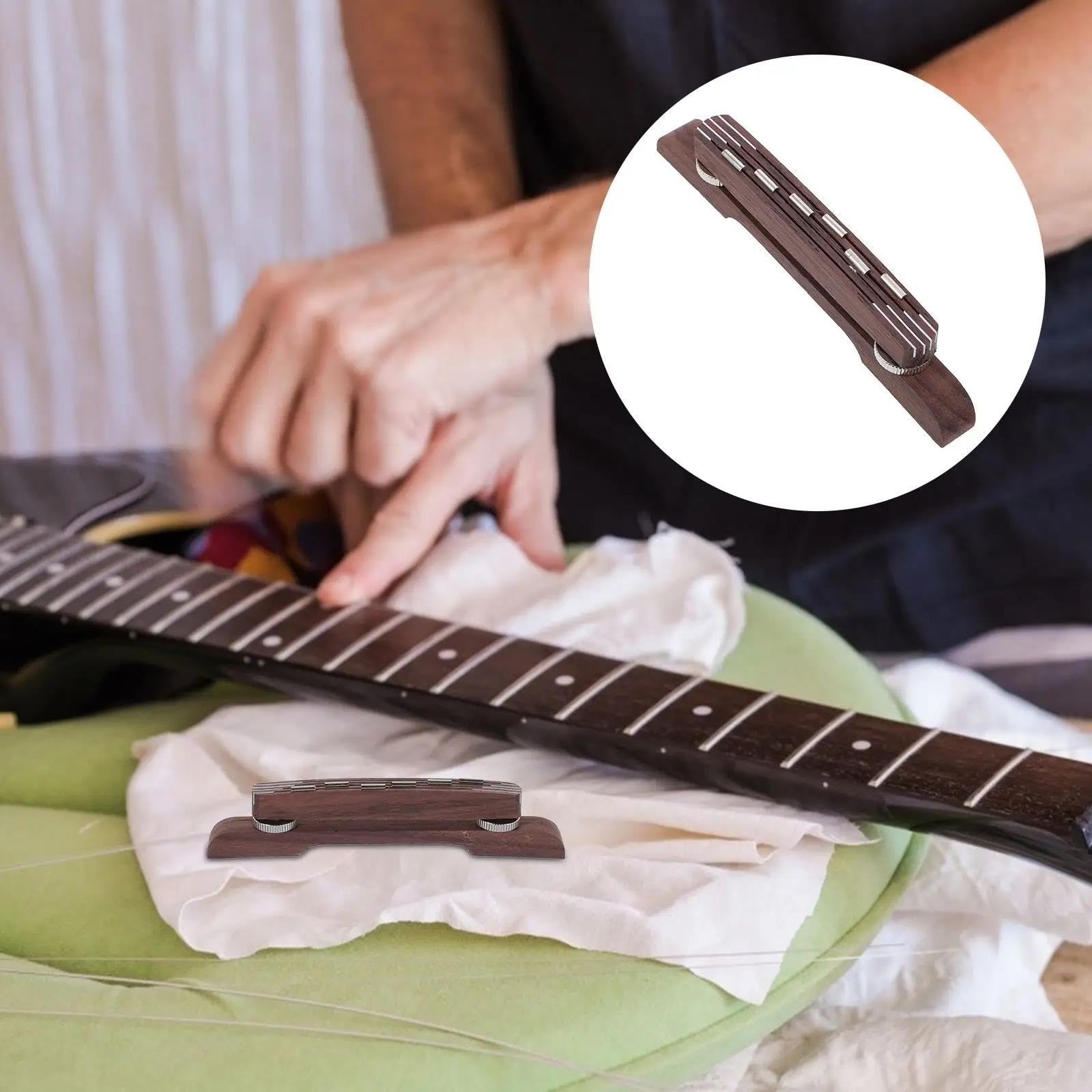 Mostek z metalu i drewna palisandrowego odpowiedni do gitary jazzowej typu archtop z regulacją wysokości Mostek Gitary Profesjonalnej