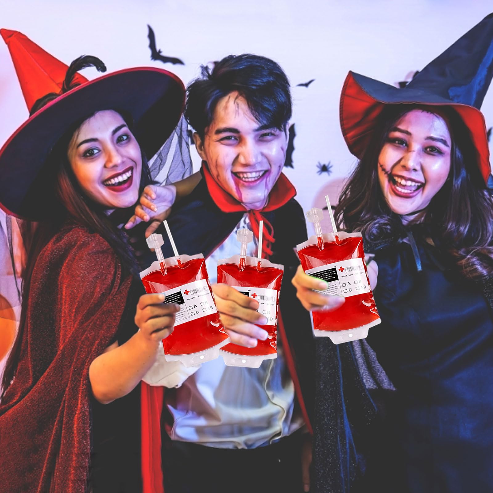 10 Halloween-Infusionsbeutel (350 Ml) Mit Spritze & Etiketten – Wiederverwendbare Blutbeutel Für Gruselpartys & Cosplay
