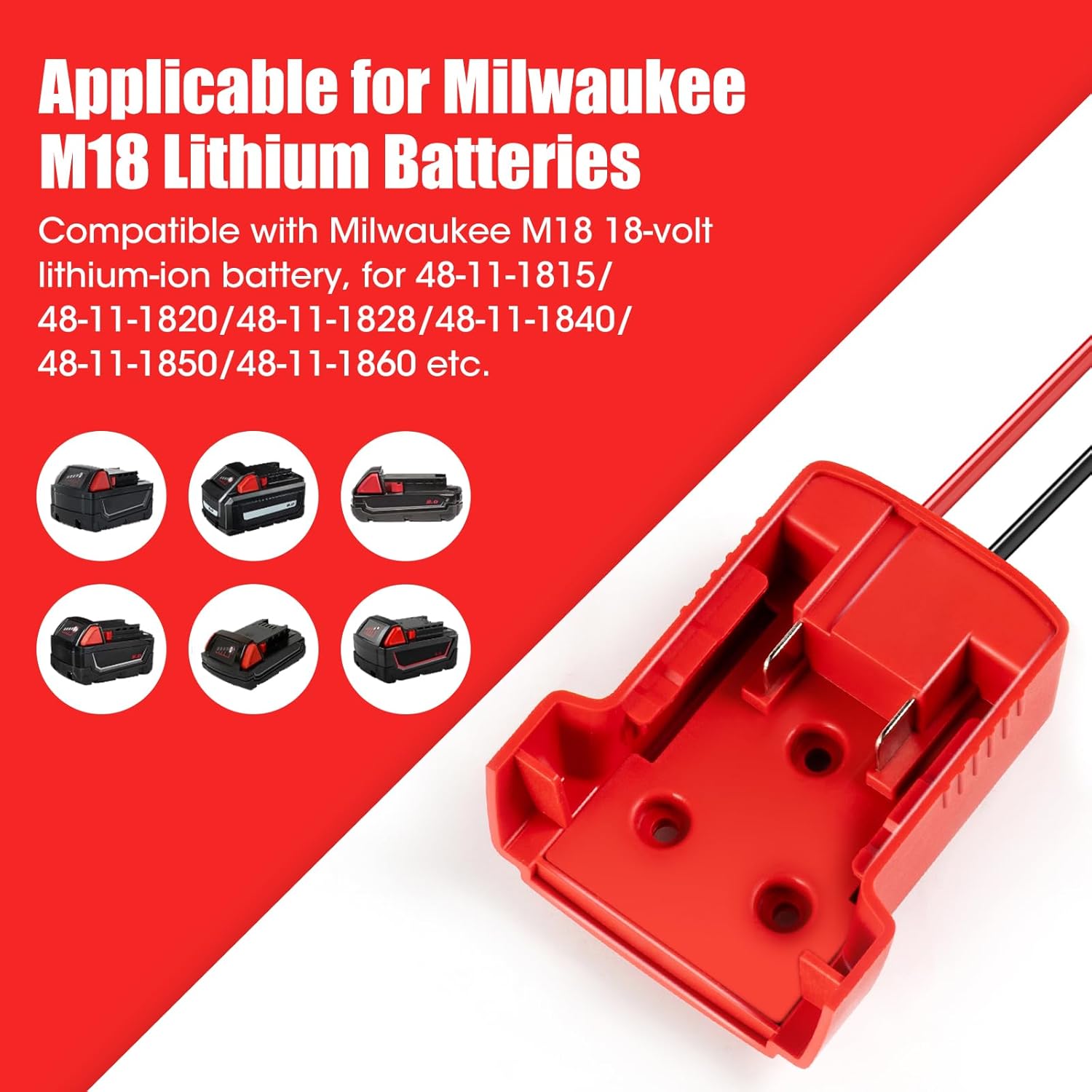 Power Wheel Adapter for Milwaukee M18 18V Battery, Battery Converter Kit with Fuses Holder, Wire Terminals, Fuses & 12AWG Wire for DIY RC Cars, Toys, Robotics (2-Packs) - Image 2