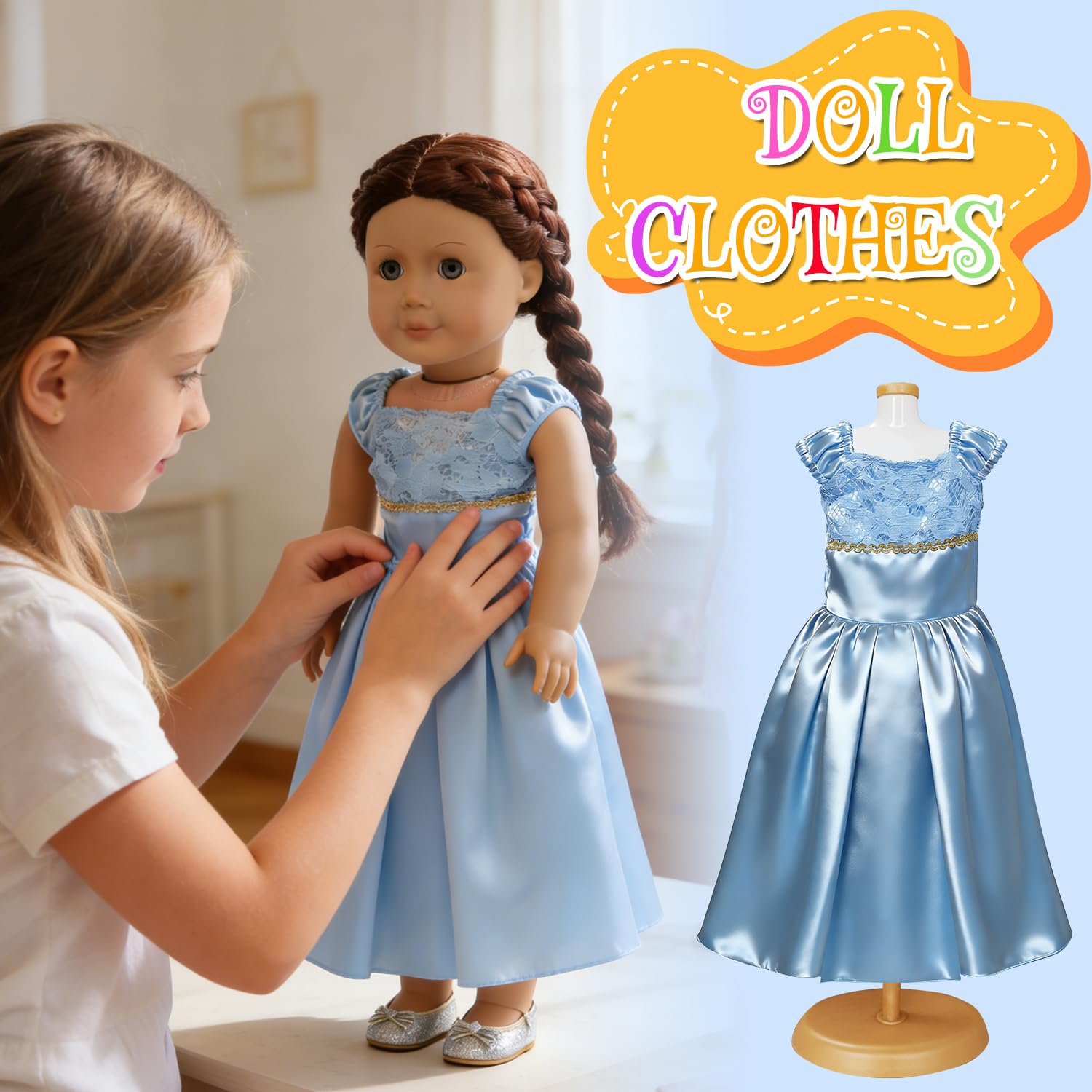 18 inch Doll Clothes Accessories -6Pcs Different Princess Costume Gift Fits All 18-inch Dolls Across Brands