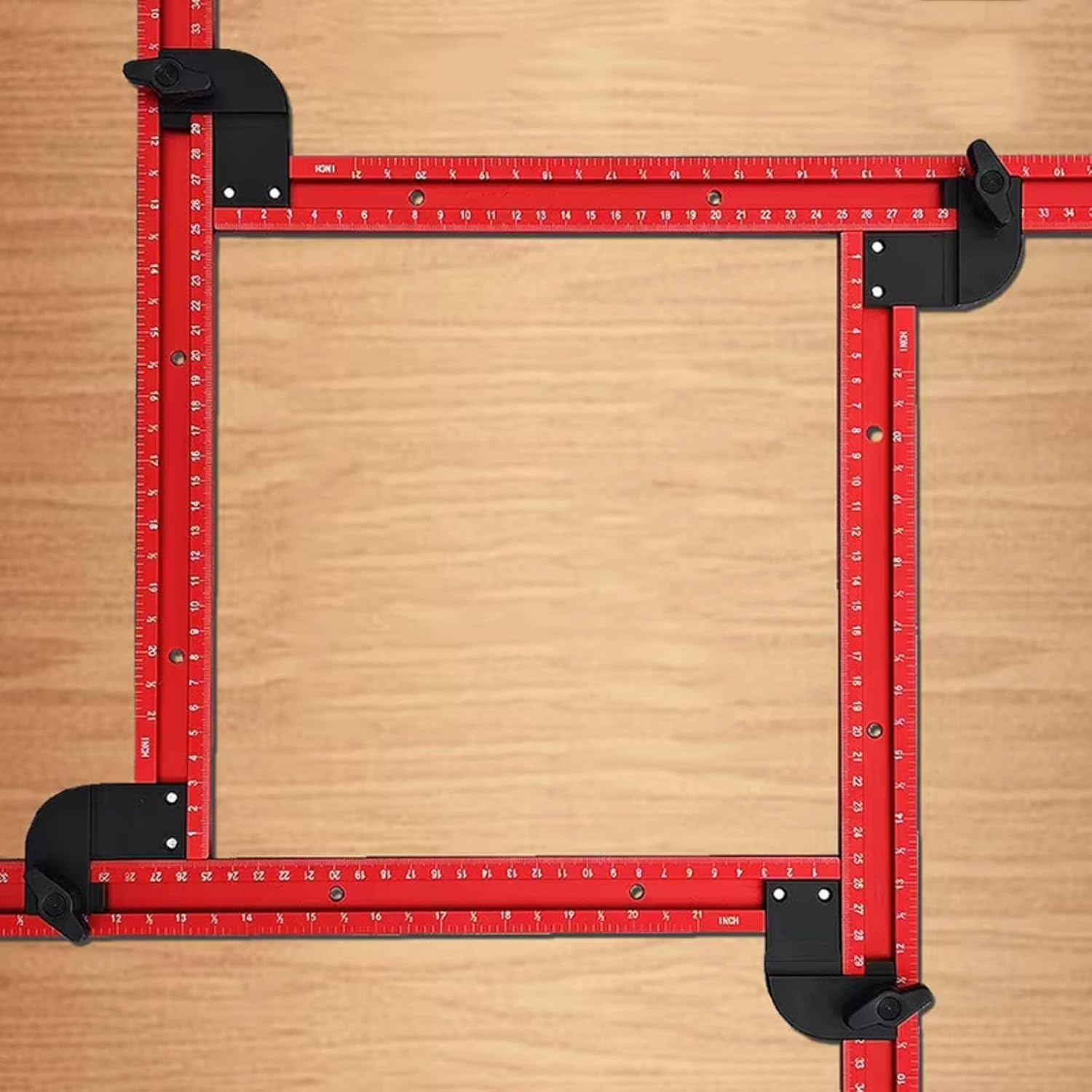 Router Jig for Cutting Board, Adjustable Square Router Template Guide, Groove Router Jig 23.6 by 23.6 Inches, templates Woodworking for Perfect Grooves (Red)