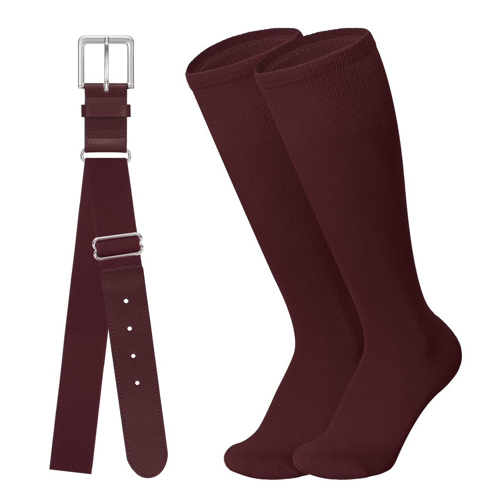 Baseball Belt and Baseball Socks Combo Set for Youth and Adult Available in 20 Colors
