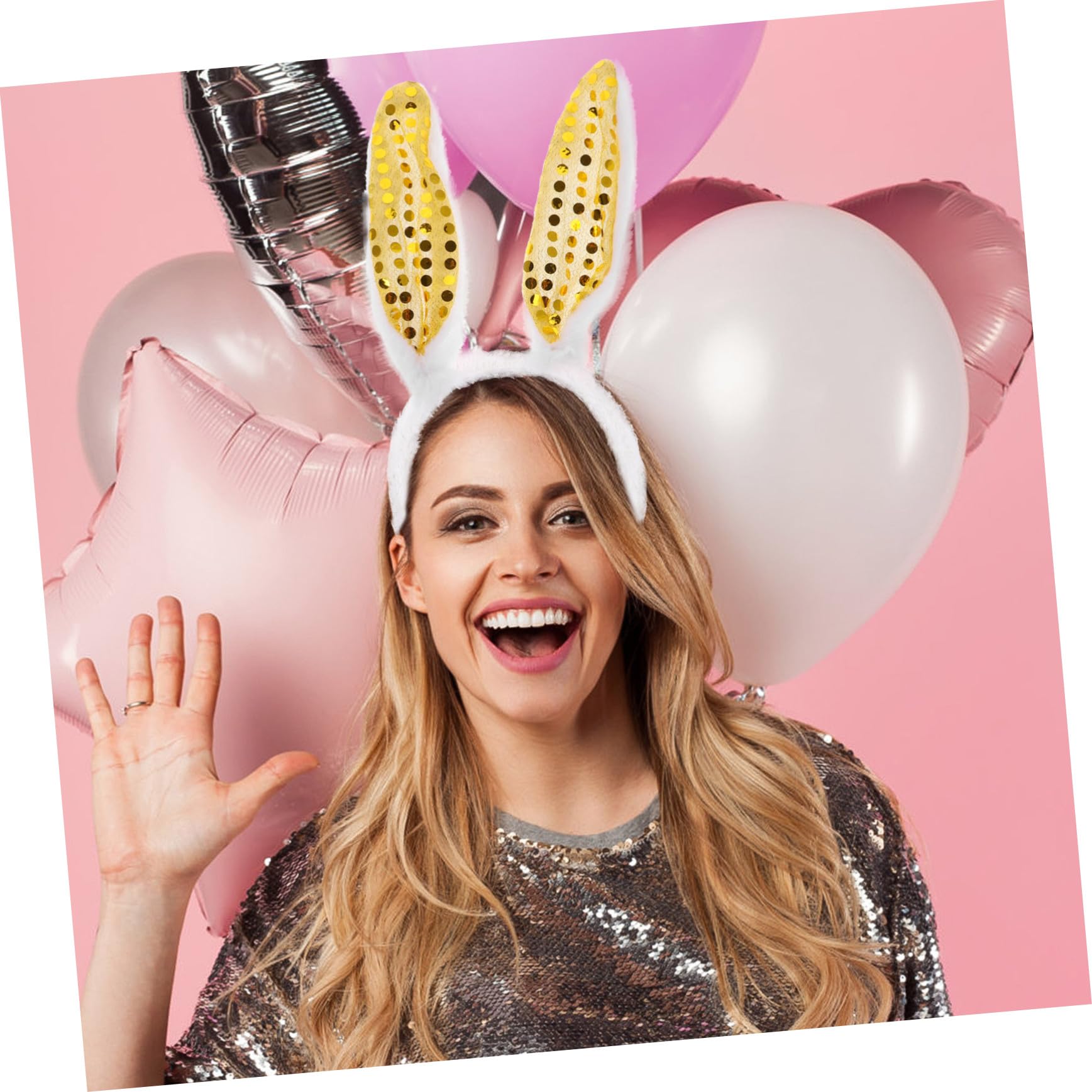 VICASKY 30 Pièces Bandeaux Oreilles Lapin Pâques Confortables pour Fête Carnaval Cosplay Mixte Peluche et Paillettes Couleur Aléatoire