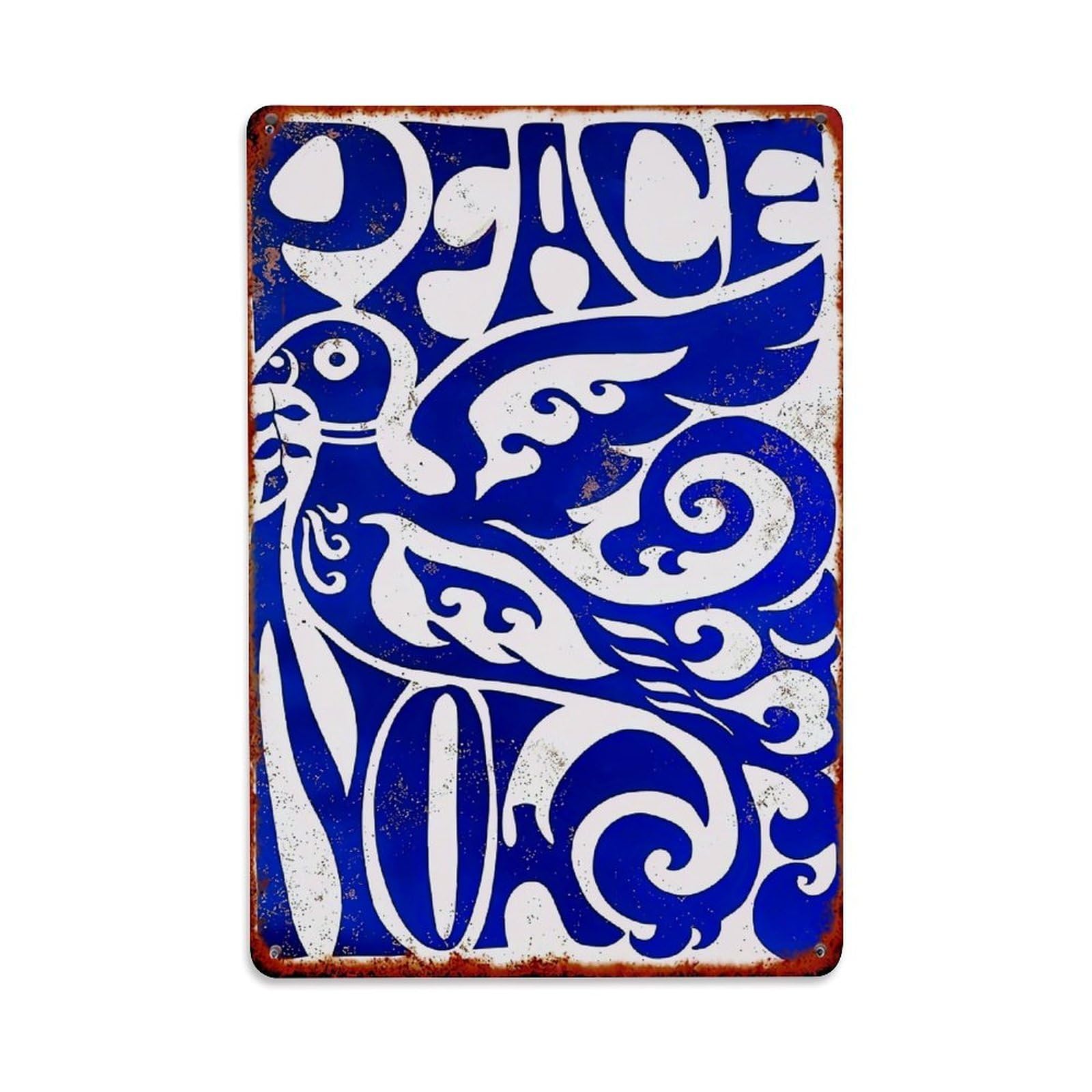 Peace Dove Pattern Art Print Retro Metal Tin Sign, Vintage Decor Art Poster for Bar, Home, Man Cave, Kitchen, Laundry Room Gift 8x12Inch
