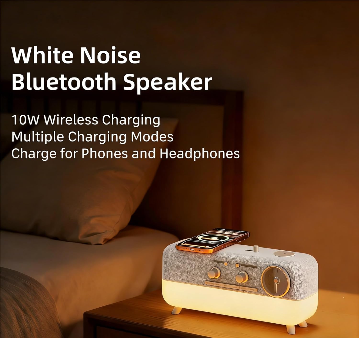 White Noise Machine with 6 Soothing Sounds, Soother Sleep Sound Machine, White Noise Sound Machine for Sleep with Night Light, Vintage Alarm Clocks for Bedrooms Sleep & Focus