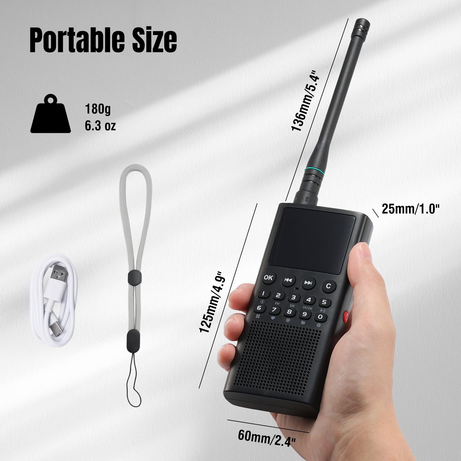 CHOYONG WT2 Sieciowy Walkie Talkie, Radiotelefon Dalekiego Zasięgu z Odbiorem FM/AM/SW, Komunikacja Grupowa POC WiFi/4G, Wyszukiwanie Głosowe GPT, Akumulator 2500mAh, Czarny