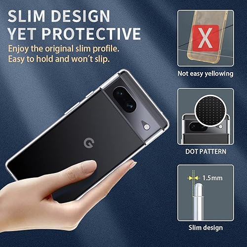 Miniatura 10 de Funda transparente para Google Pixel 8, funda ultra suave y delgada, de plástico transparente de TPU, funda protectora de silicona para Google Pixel