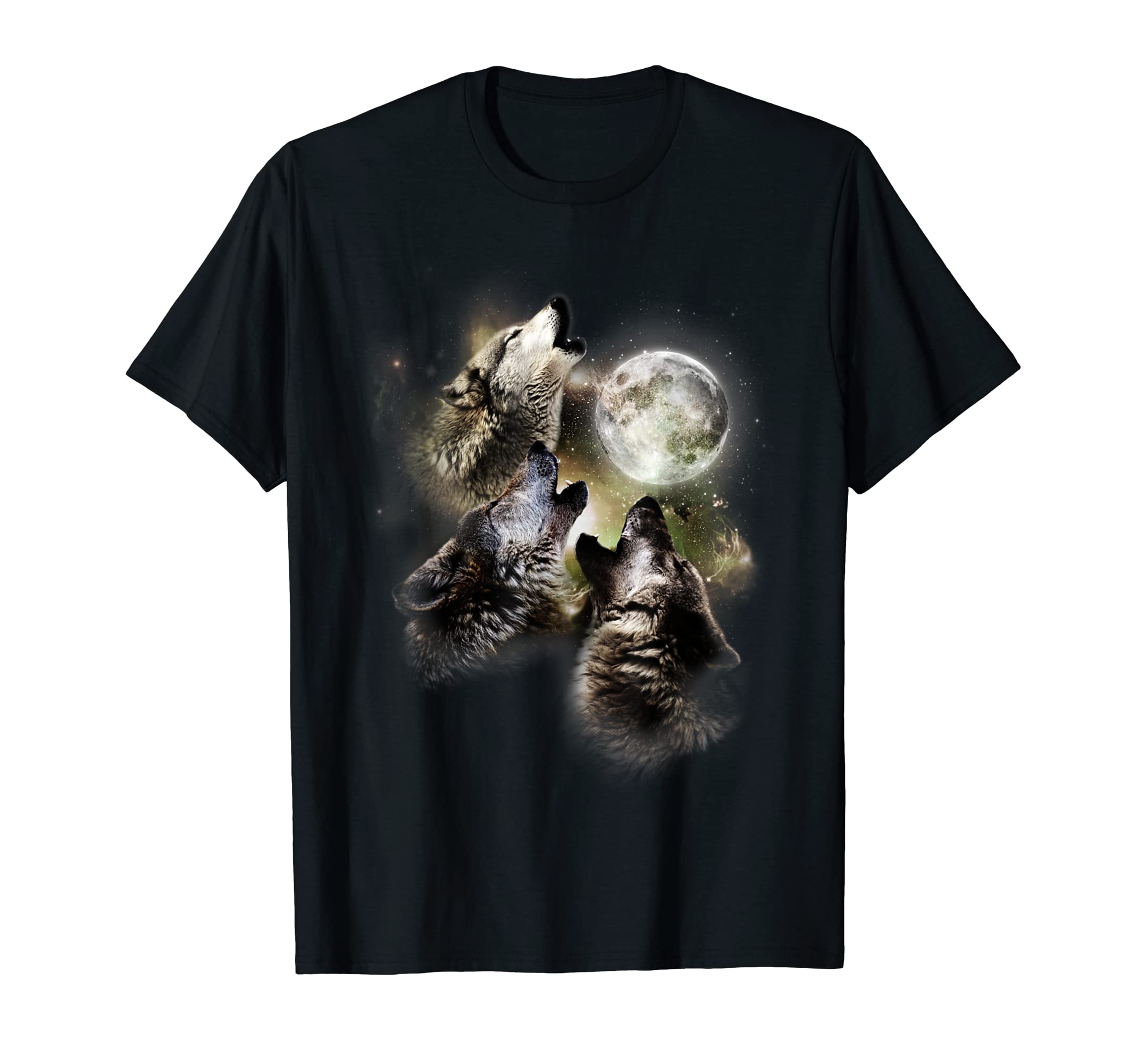 Awesome Wolf ShirtsThree Wolves Howl at the Moon Wolf Lover T-ShirtOEKO-TEX STANDARD 100