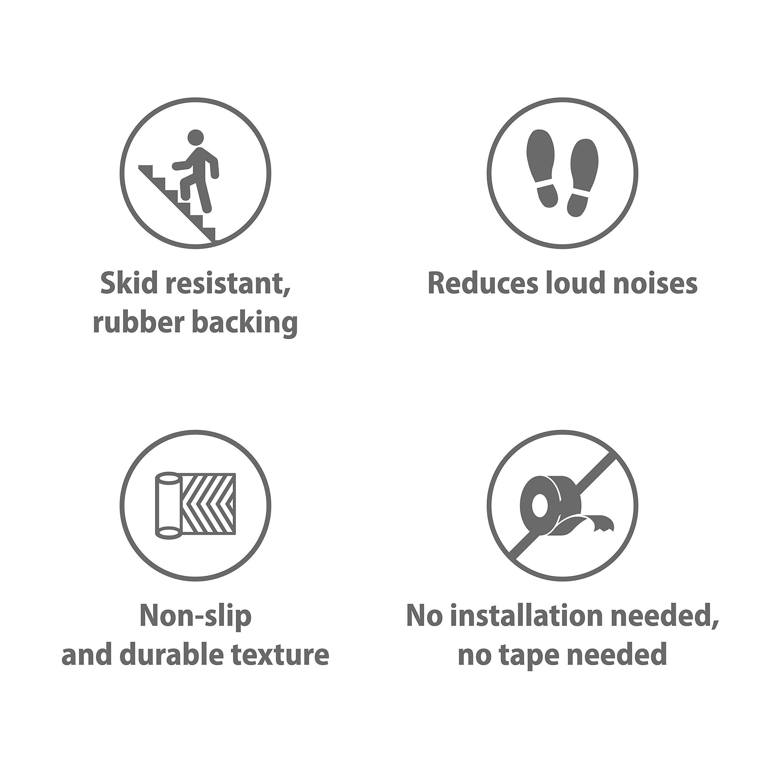 CAMILSON Stair Treads Runner Mats - Non Slip Rug Pads for Indoor Outdoor Carpet - Pet Dog Stair Step Covers (Set of 13, Line Grey)