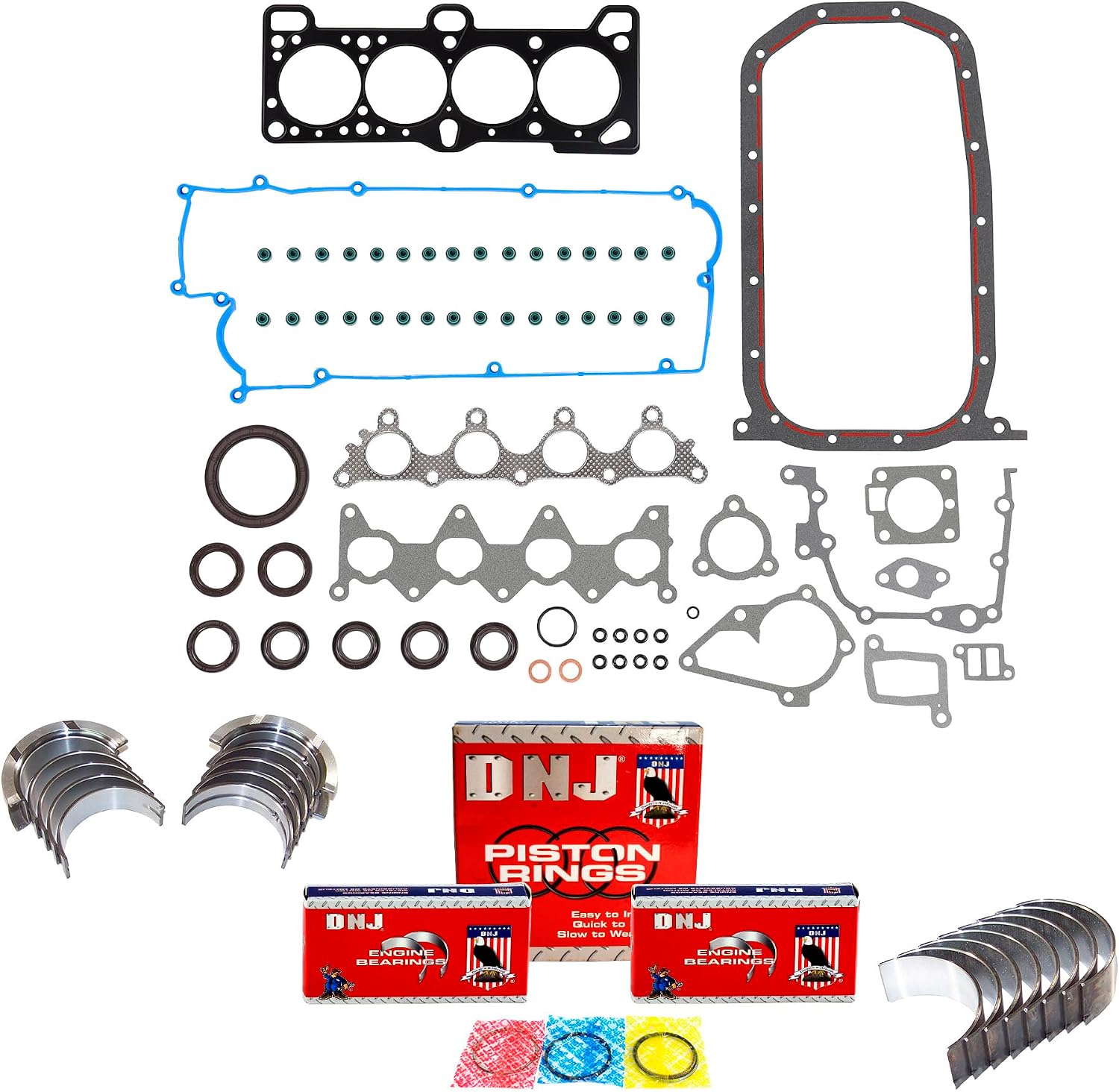 DNJ RRK172 Engine Re-Ring Kit for 2006-2011 Hyundai Kia Accent Rio Rio5 1.6L L4 16V DOHC 1599cc