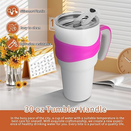 Miniatura 4 de Mango de vaso de 30 onzas, antideslizante para vasos de acero inoxidable, adecuado para trail, Sic, Yeti, Ozark y más tazas de 30 onzas (negro)