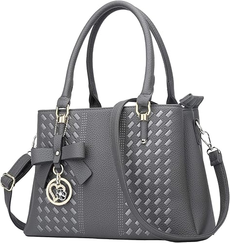 Miniatura 18 de KKXIU Bolsos tipo satchel para mujer con asa, bolsos de hombro y carteras con bolsillos y cremallera, bolsos cruzados de cuero