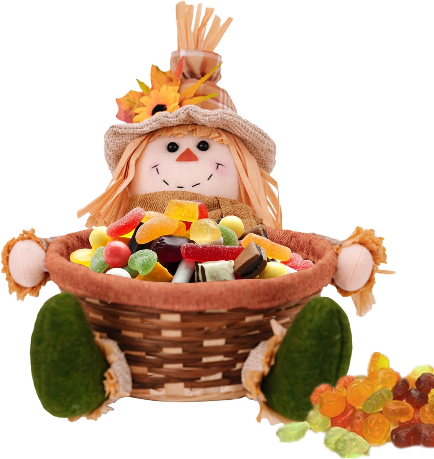 Scarecrow Plush Scarecrow Decor Thanksgiving Scarecrow Sitting Handmade Candy Plush Scarecrow Autumn Harvest Halloween Decoration for Multi-Tier Tray