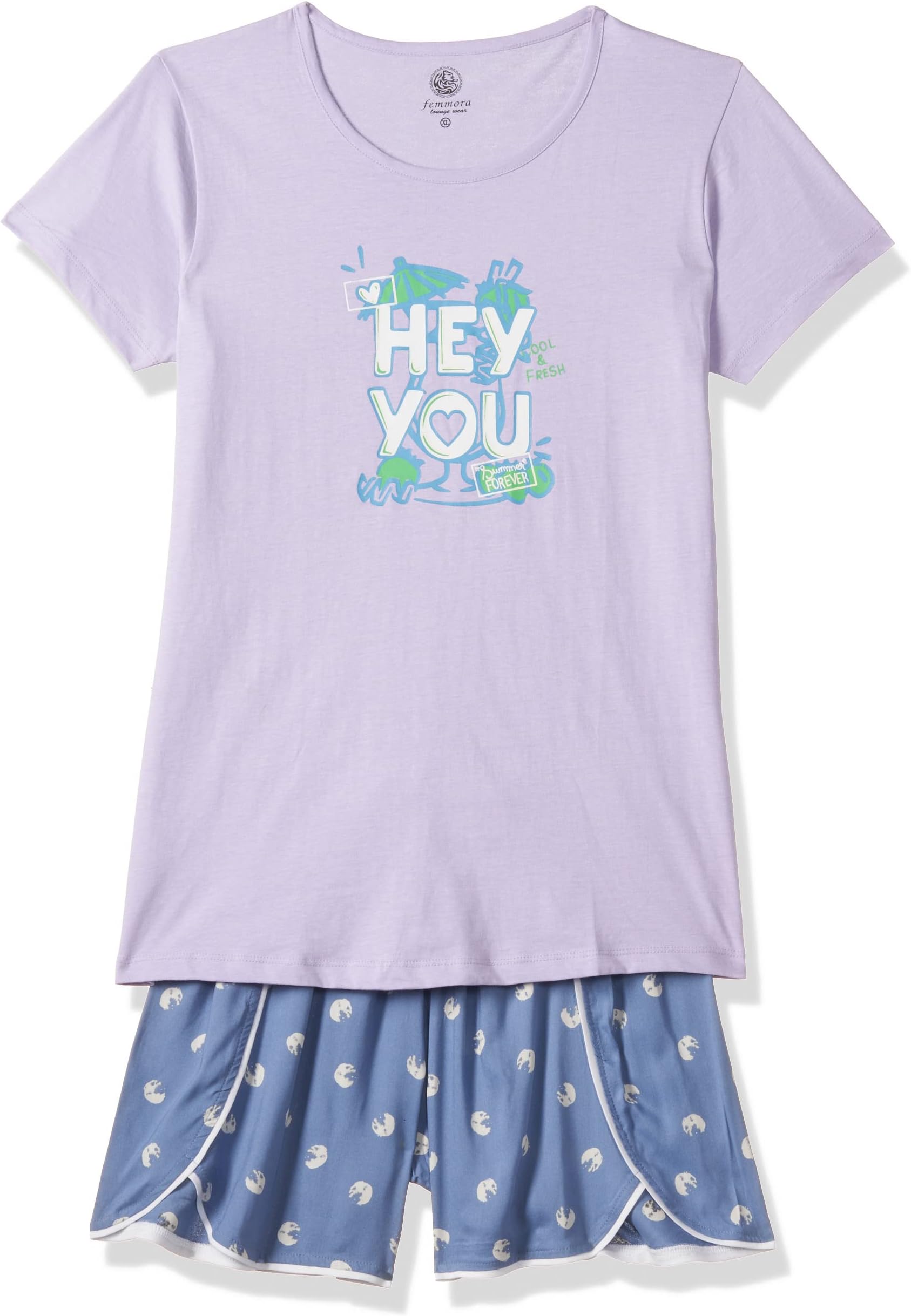 FEMMORA Women's Cotton Casual Night Shirt (137602_Sweet Lilac_XL)