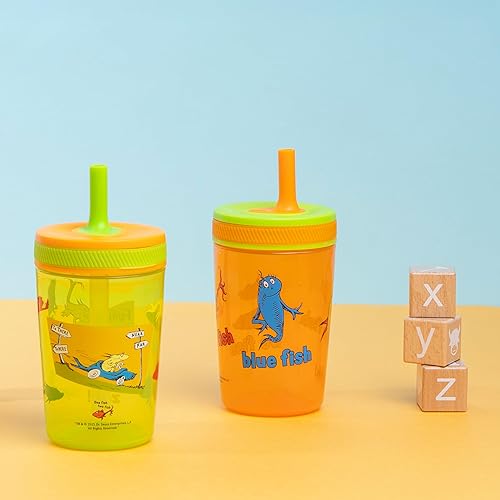 Miniatura 108 de Zak Designs - Juego de vasos Baby Shark Kelso de 15 onzas, sin BPA, tapa de rosca con popote hecha de plástico duradero y silicona, paquete perfecto