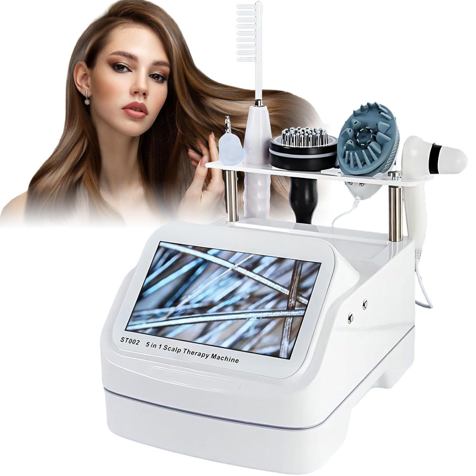 Equipo De Masaje Capilar El Cuero Cabelludo 5 En 1,Analizador De Piel Capilar,Máquina De Análisis Detector De Folículos Pilosos,Analizador Cabello Profesional para Diagnóstico Piel