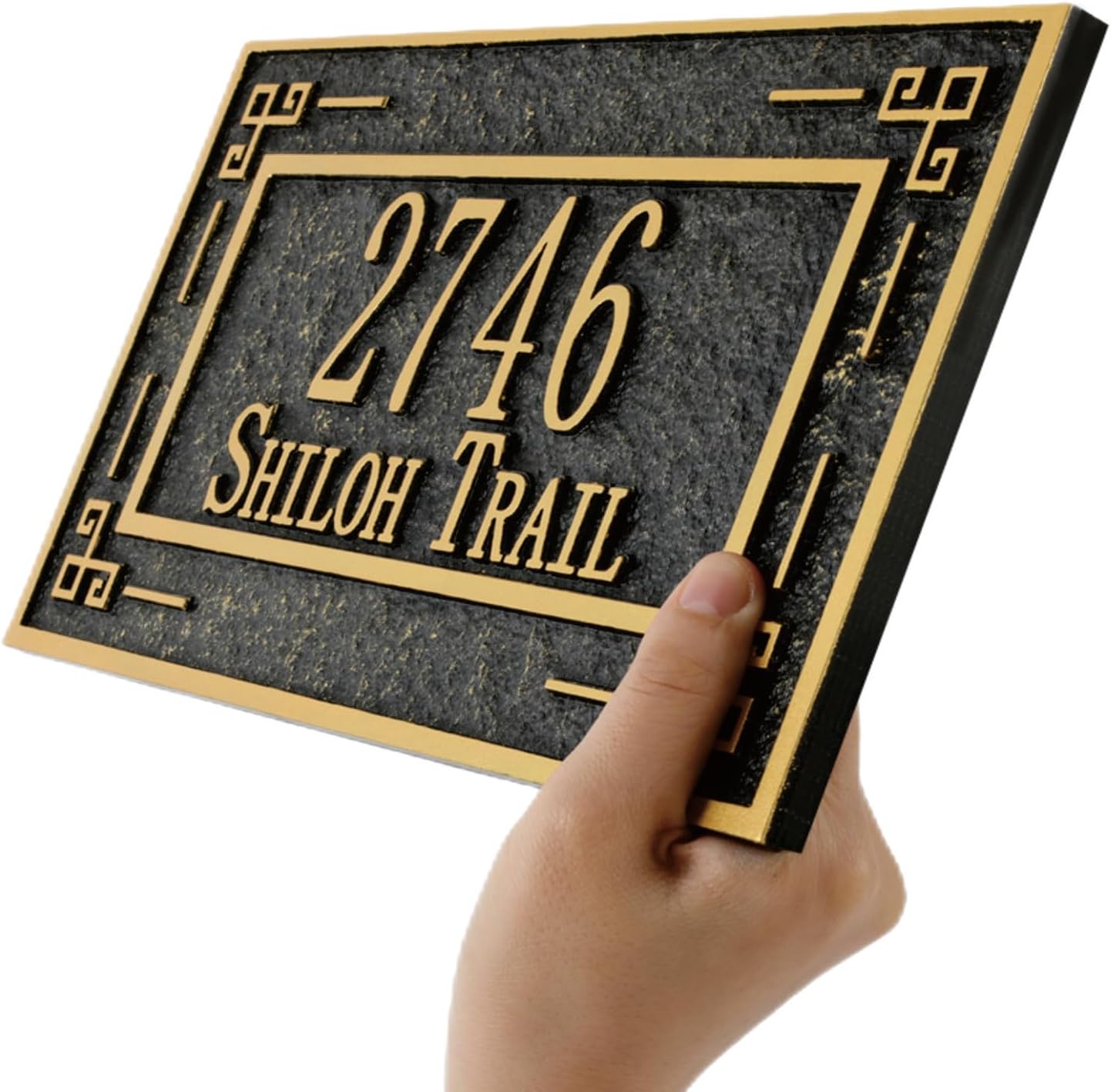 Personalized Address Plaque Sign Cast Metal - Custom House Number Plaque Sign,House Address Numbers for House Address Outside,Store,Yard,Garage,Apartment,Thick Rust-Free,Fade Resistant,Any Font (11''