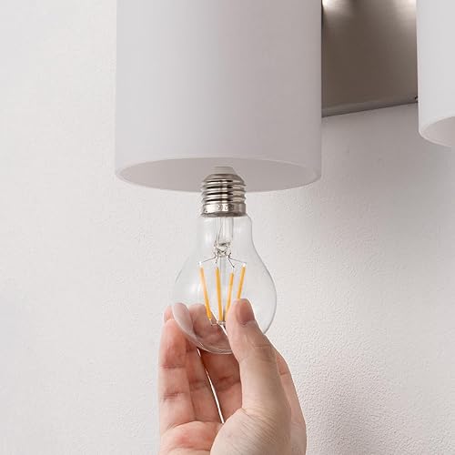 Miniatura 5 de mirrea Lámpara de tocador de níquel cepillado de 22 pulgadas con 3 luces para espejo, aplique de pared de baño con pantallas de vidrio blanco