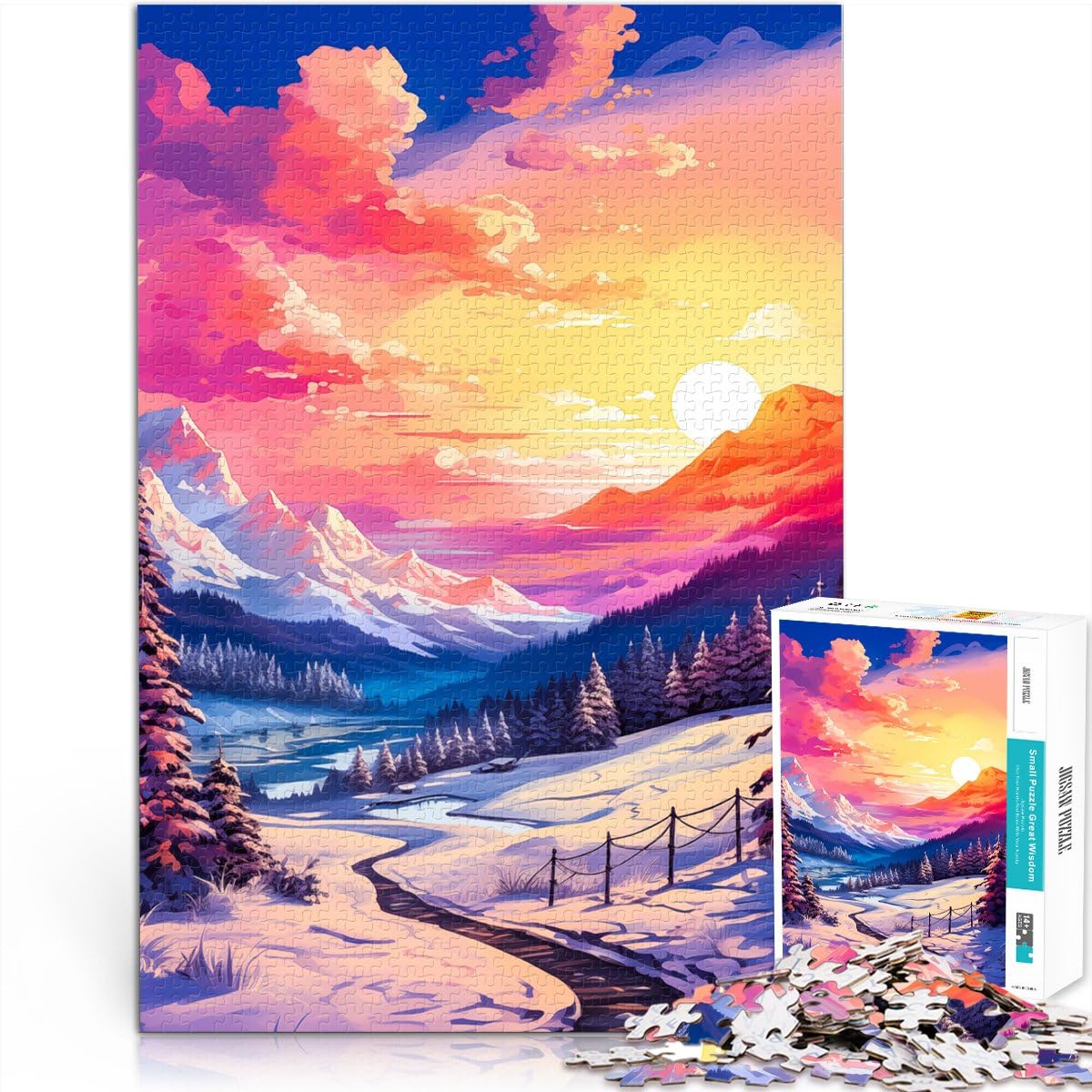 2000-teiliges Puzzle für Erwachsene, Pfad, Schnee, Spielzeug, Denkspiel, ganze Familie, 70 x 100 cm, für Teenager ab 14 Jahren