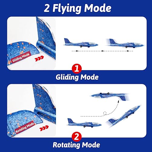 Miniatura 3 de TENGTUNG Paquete de 3 lanzadores de avión 2 modos de vuelo aviones planeadores de espuma con luz LED juguetes voladores al aire libre para niños