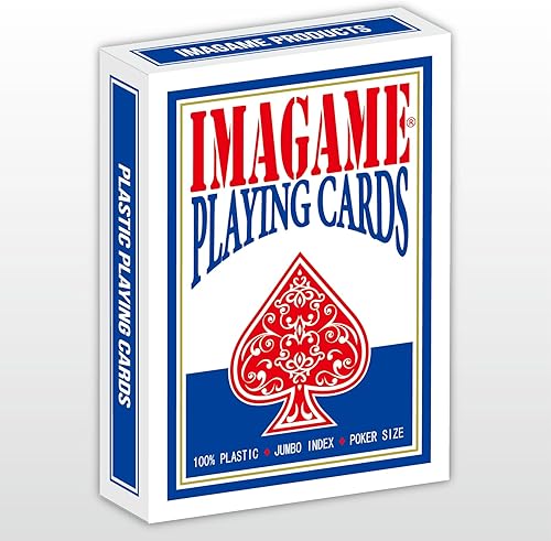 Naipes de plástico, tamaño real de póquer, calidad de casino, índice jumbo, impermeable y lavable, perfecto para póker Texas Hold'em, 1 baraja azul