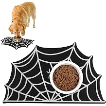 Dog Cat Food & Water Mat, Spider Web Pet Feeding Mat for Floor Non-Slip Waterproof, Super Absorbent Quick Dry Placemat Pet Food Bowl Mat, Halloween Decor, Pets Accessories Indoor 12 * 20 in