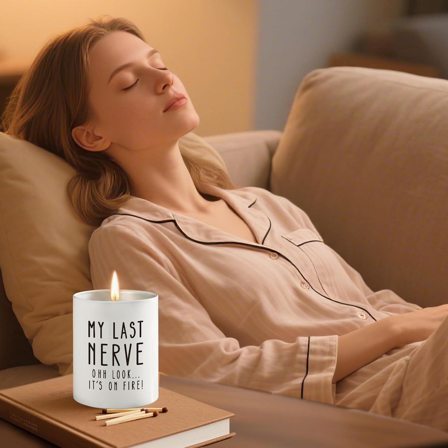 Candles Gifts for Women Men, 10OZ Funny Gift Ideas for Coworker Adults Friend, Gag Stress Relief Mental Health Office Gift Exchange My Last Nerve Lavender Scented Soy Candle - Image 7