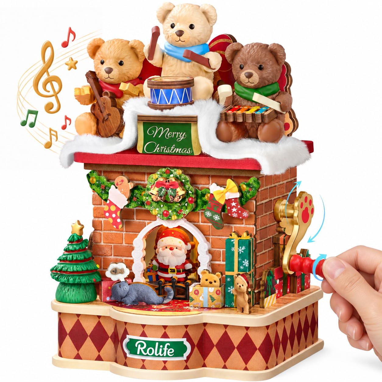 Rolife Christmas Miniature House Kit Music Box DIY 3D Wooden Puzzle Decor | DIY 3D Wooden…