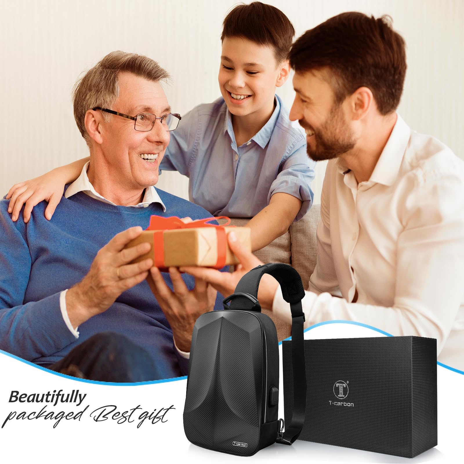 Bolsa cruzada antirrobo de fibra de carbono real para hombres, bolsa de viaje, mochila de una sola correa con USB y bloqueo de reinicio para viajes, deportes, ciclismo, uso diario 7
