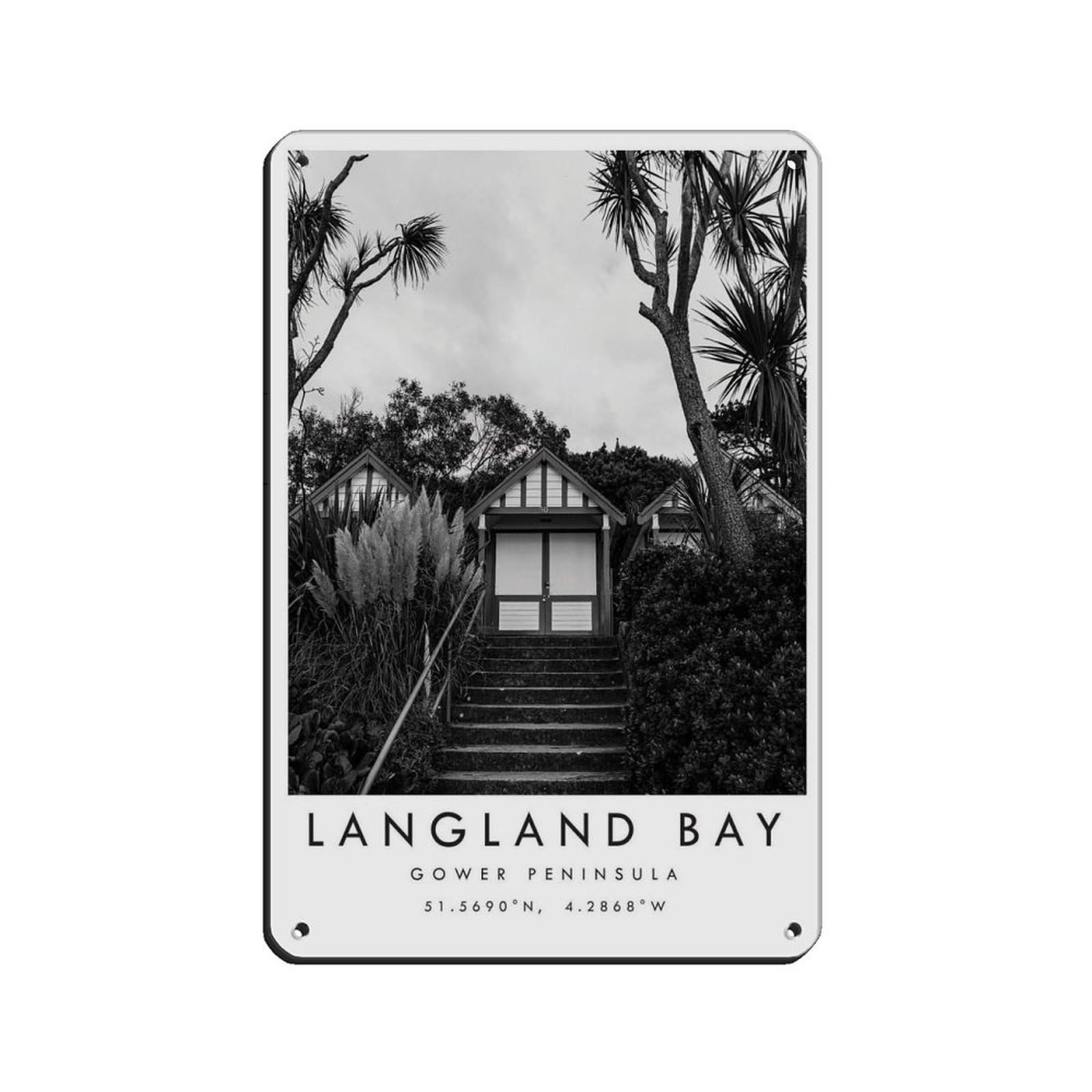 Langland Bay Gower Travel,Gower Peninsula Tin Sign Vintage Metal Pub Club Cafe Bar Home Wall Art Decoration Poster Retro 8x12inch(20x30cm)