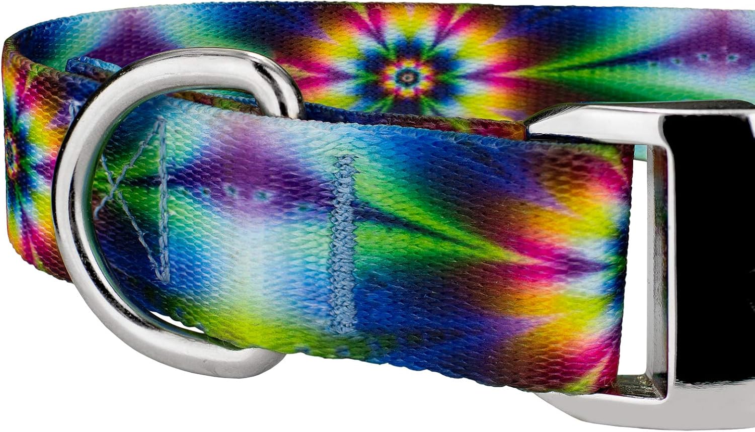Country Brook Petz - Tie Dye Flowers Premium Dog Collar and Leash Set - Groovy Collection Featuring Far Out Designs (1 Inch, Large)