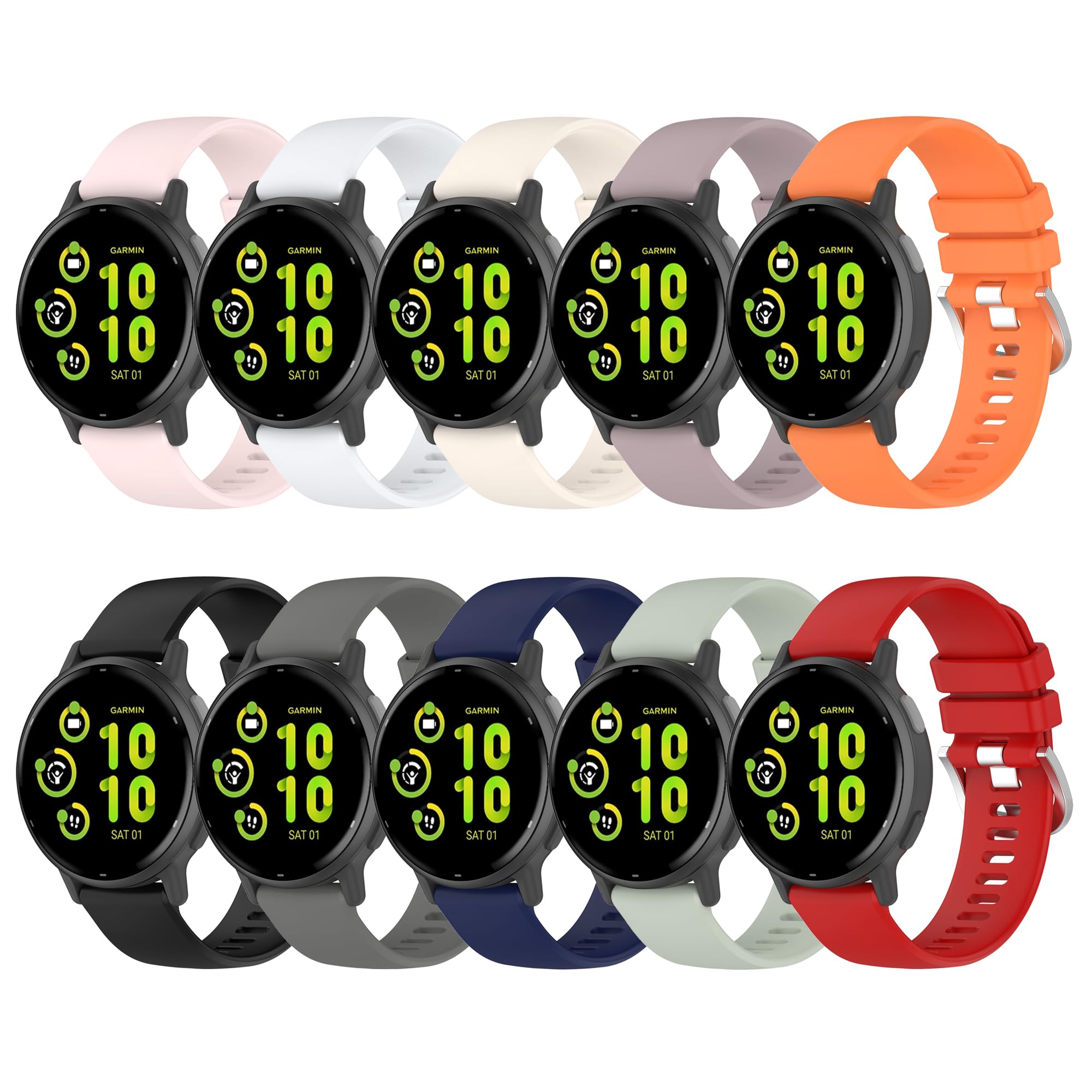 Bracelet pour Garmin Vivoactive 5, bracelet de rechange en silicone souple pour Garmin Vivoactive 6/Forerunner 55/Forerunner 165 (pas de tracker, bracelets de rechange uniquement)