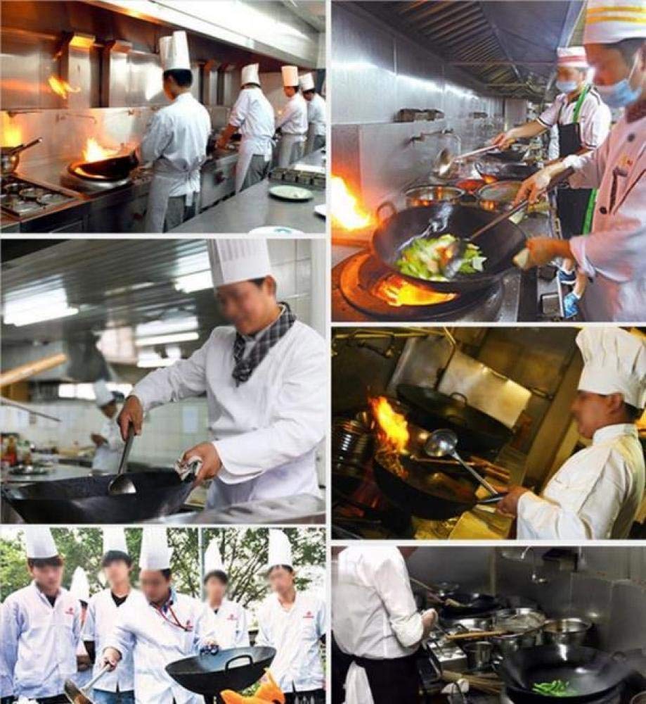 Wok Fornello A Gas Non Rivestito Con Padella Antiaderente Per Uso Professionale Con Fondo Tondo Binaurale In Acciaio Inossidabile Spesso,55cm