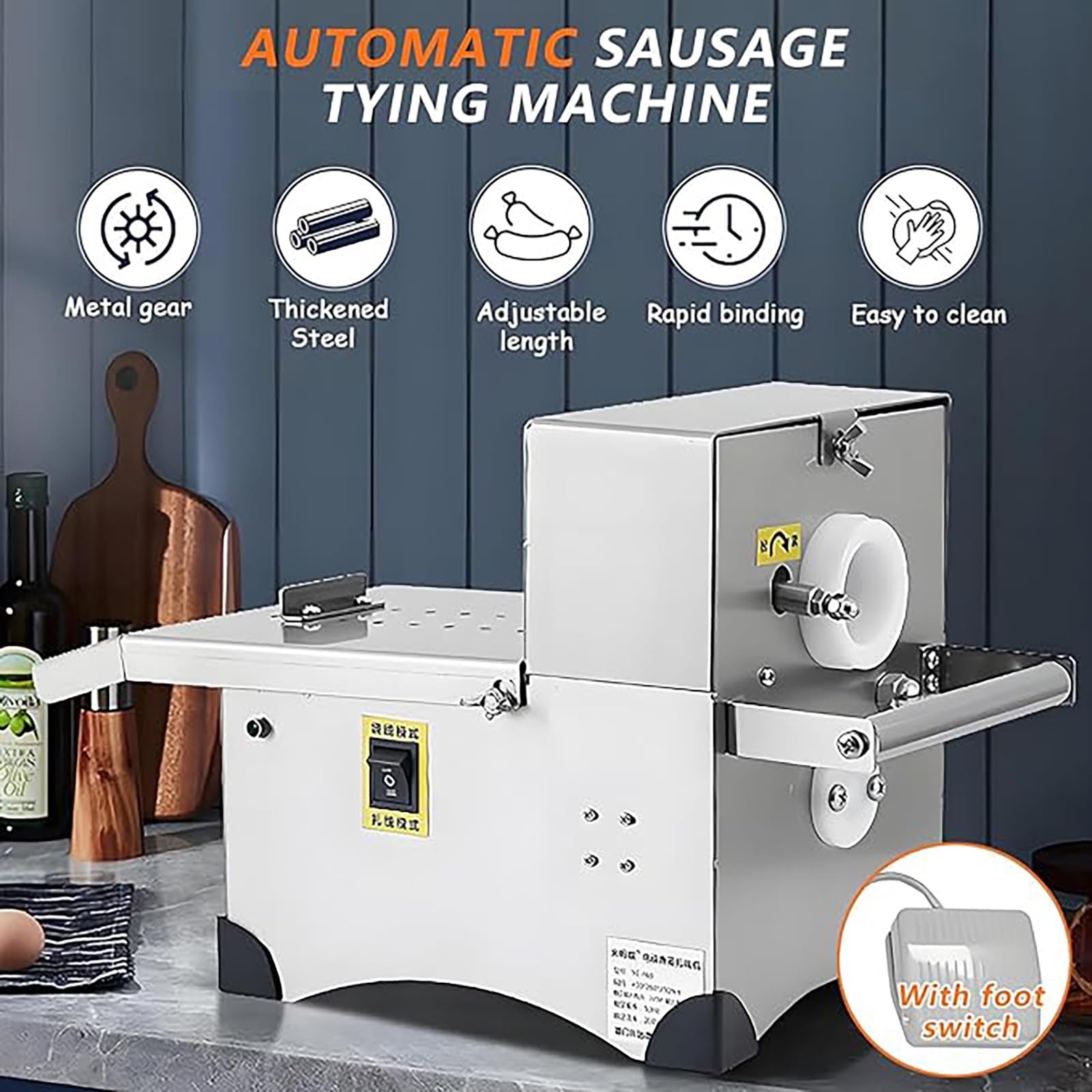 Macchina automatica per linker per salsicce per involucri da 50 mm, ideale per macellerie, supermercati, piccole imprese e produzione alimentare professionale