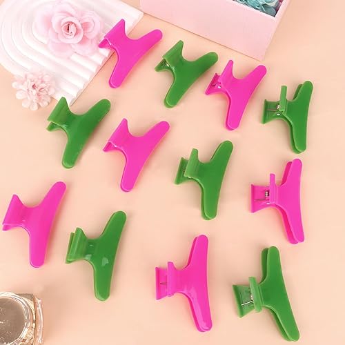 Vista 113 de Pinzas para el cabello para seccionar, paquete de 12 pinzas de mariposa negras y blancas, pinzas para el cabello Pro Salon para peinar, seccionar