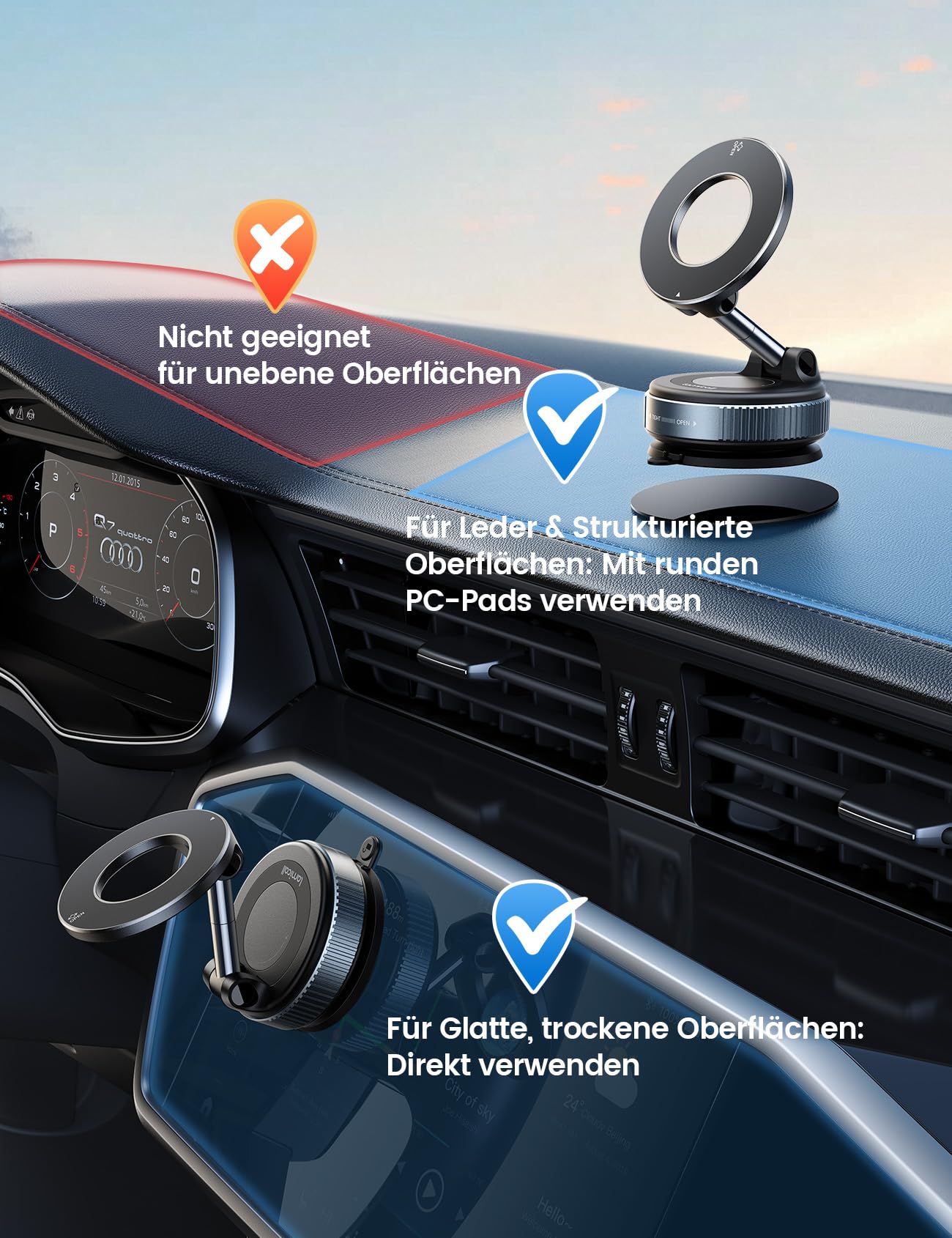 Lamicall Magnetischer Handyhalterung Auto für Magsafe Autohalterung - [TOP Vakuum Saugnapf & 24X Magnete] Mag Safehalterung Auto Handy Halterung, 360° Drehbar KFZ Halter für iPhone 17 16 15 14 Pro Max