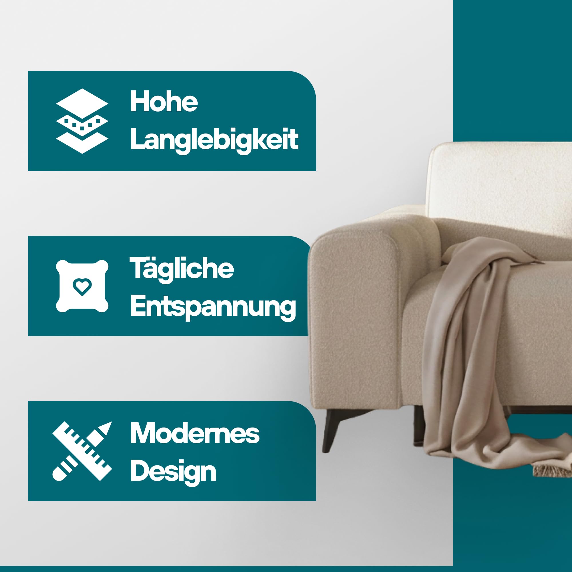 TRADA Sofa mit Schlaffunktion LIVIGNO, 205x82x105 cm, Grau