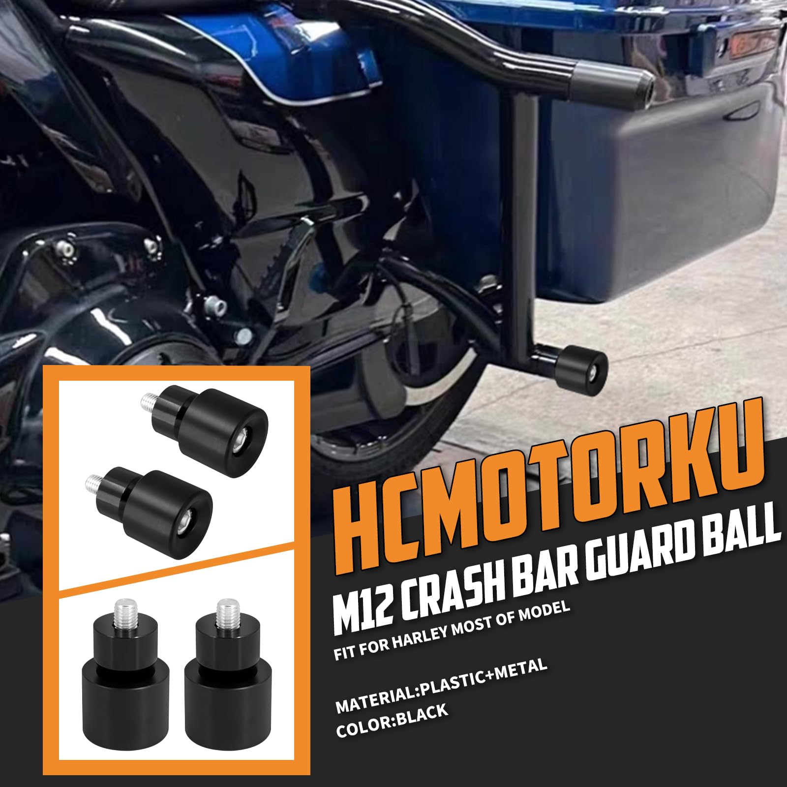 Motorrad-Sturzbügel-Stoßstangen, Rohrstangen, Sturzschutz, Sturzschutz, Fallkissen, Ball, passend für Harley-Motorstangen, Touring, Street Glide, Road King, Electra Glide, Softail,