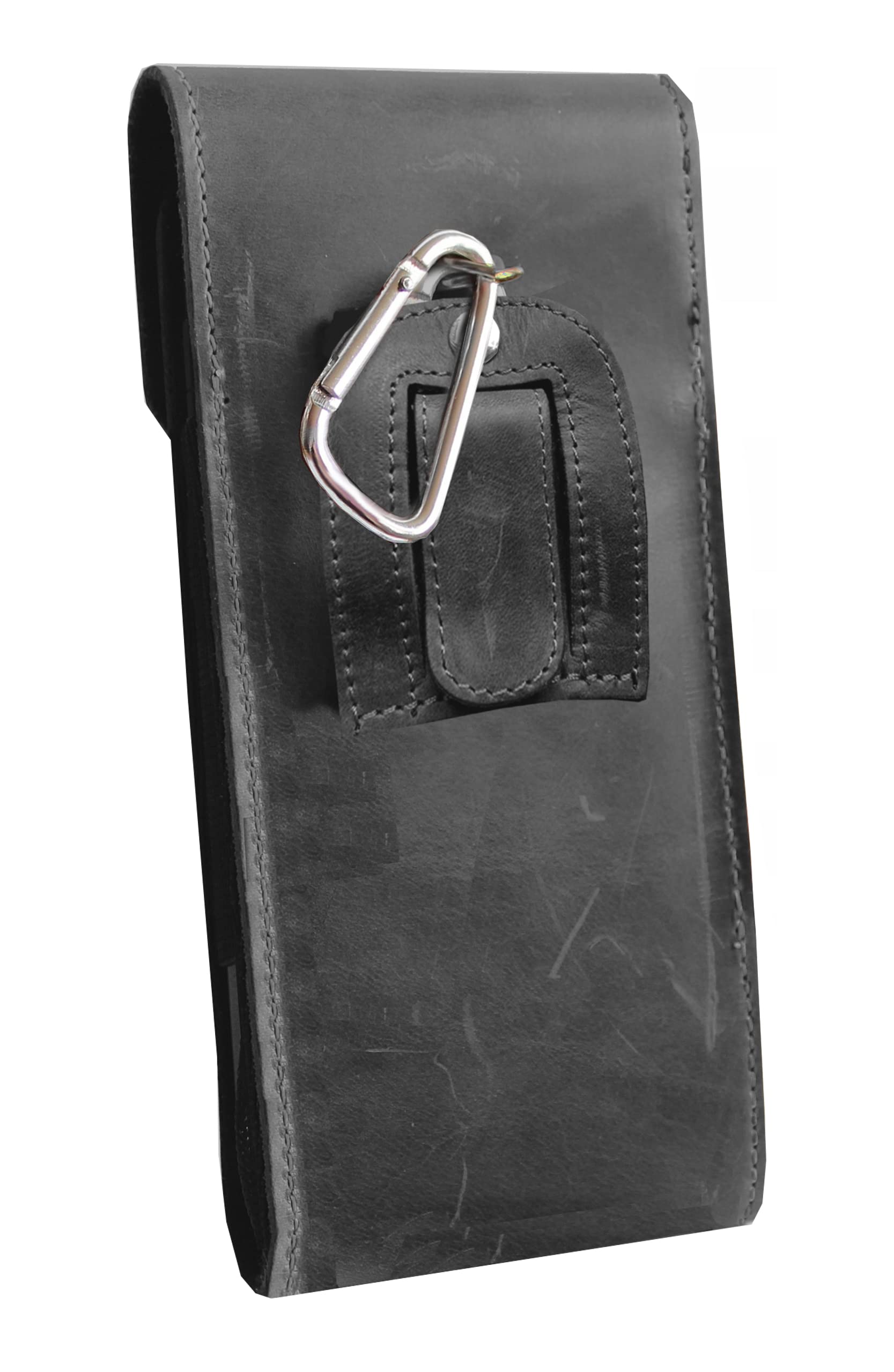 ECHT Leder VERTIKAL Hüft Gürtel Tasche passend für Samsung Galaxy S26 S25 S24 Ultra 5G S23 S22 S21 FE S20 A56 A36 A26 A16 A55 A35 A25 A15 A05 A54 Karabinerhaken Schutz Hülle Lederhülle XL SCHWARZ