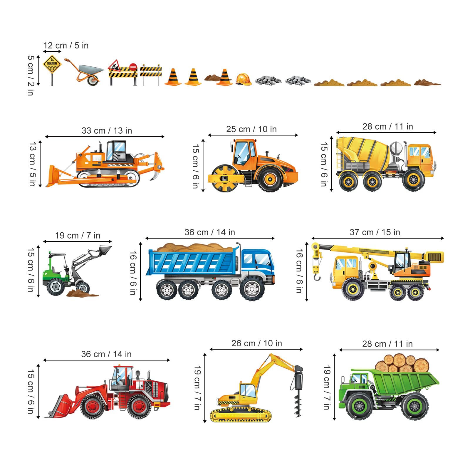 decalmile Construction Vehicles Wall Decals Cars Truck Tractor Wall Stickers Baby Nursery Boys Bedroom Kids Playroom Wall Decor - Image 4