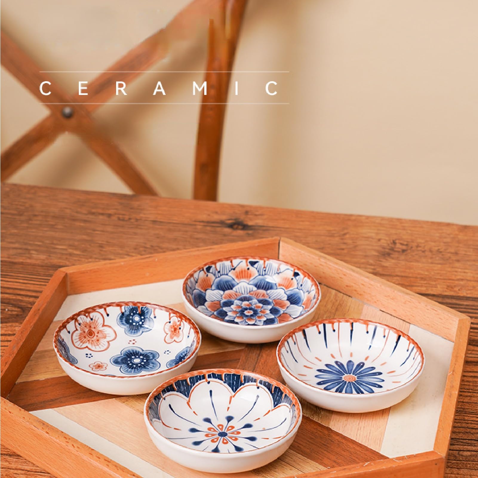 Ciotole Giapponesi In Ceramica - Set Di 6, Blu E Bianche, 10cm - Foto 7