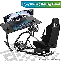 Vista 9 de Hottoby Racing Simulator Cockpit With Black Seat Fit for Logitech I Thrustmaster I FANATEC G29,G920,G923 T300 Shifter Platform Upgrade,Double Arm