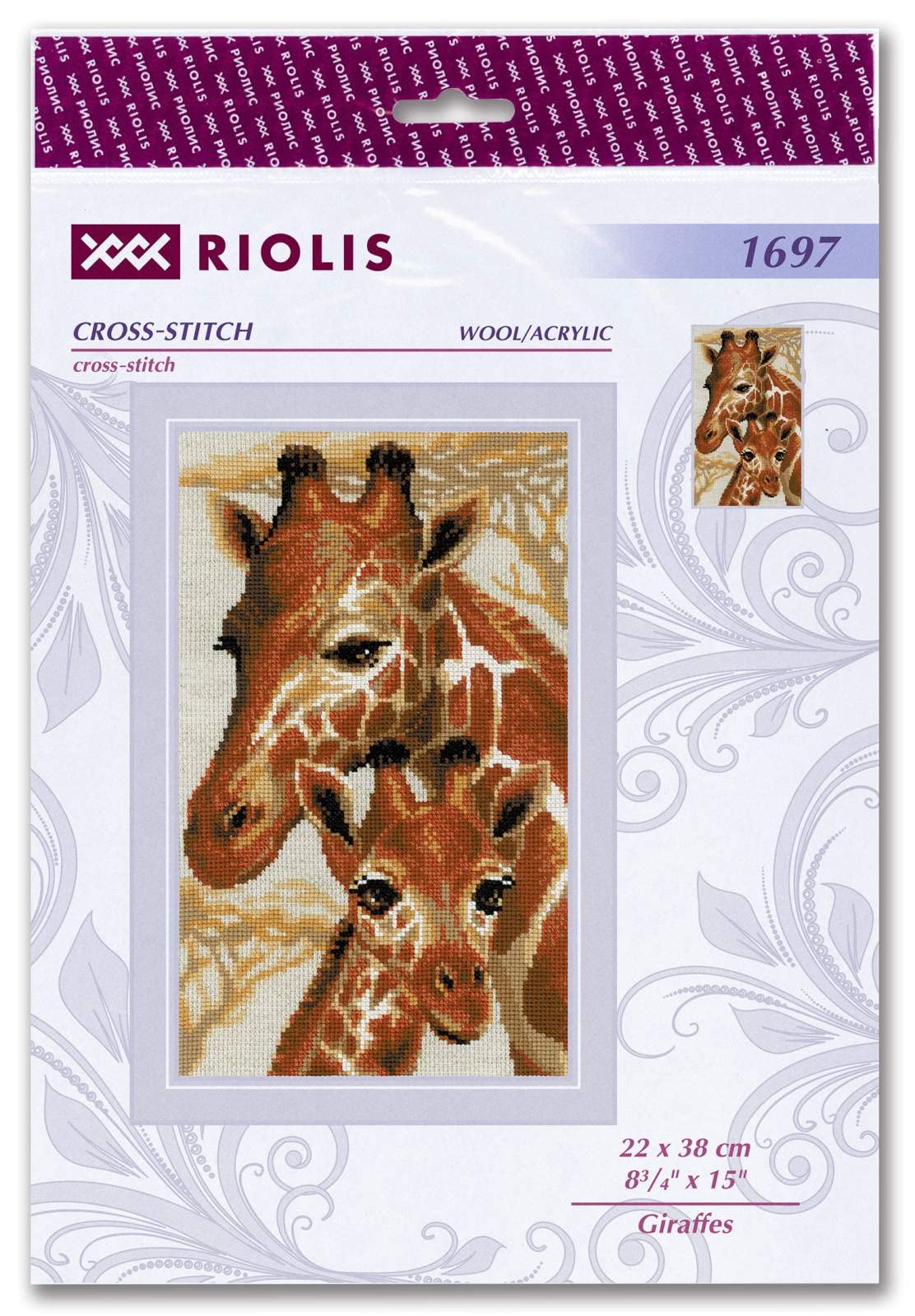 RIOLIS Giraffes Cross Stitch Kit - Animals Cross Stitching For Beginners & Advanced