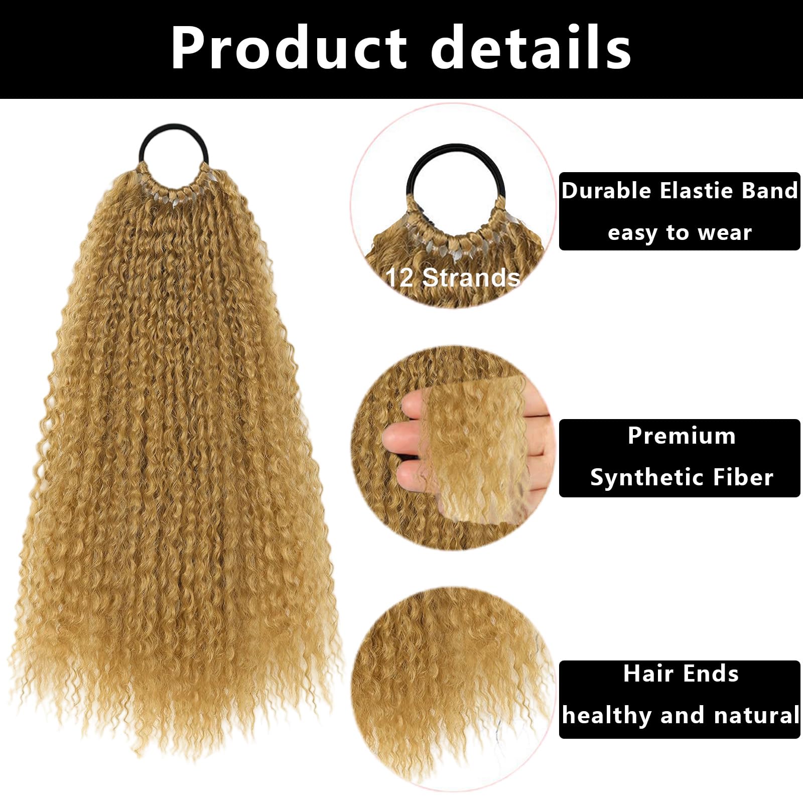 Crochet Hair Extensions Light Brown Hair Extensions Wrap Around Long Curly Hairpiece Girl Hair Accessories Synthetic Ponytail 3225 - Image 4
