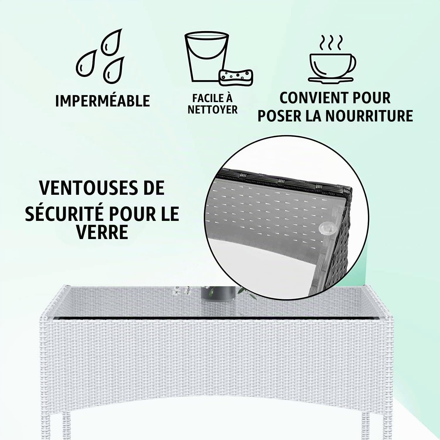 Arreditaly Ensemble de meubles de jardin salon salon en rotin 4 places avec table basse et étagère en verre 2 fauteuils et canapé 2 places pour jardin extérieur piscine coussins amovibles (blanc)