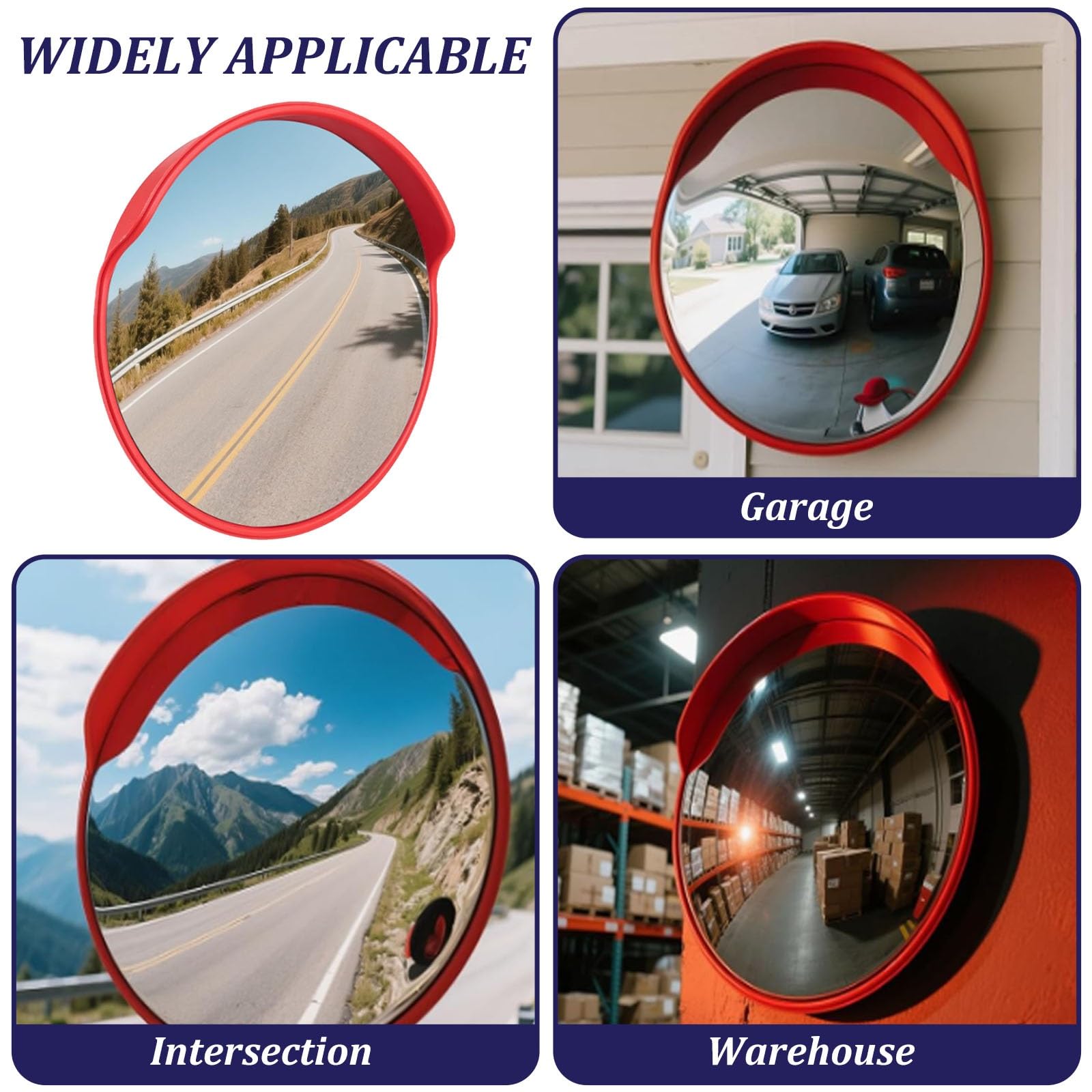 Specchio Convesso per Traffico, Specchio Rotondo per Angolo cieco, Specchio grandangolare per vialetto, Parete, parcheggio, Garage Sicurezza per vialetti, Magazzini, stanze e Traffico(Φ75cm)