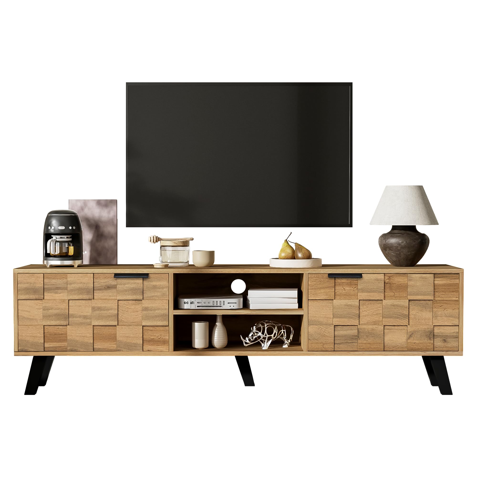Meuble TV bas et buffet de salon bas mat beige commode élégante