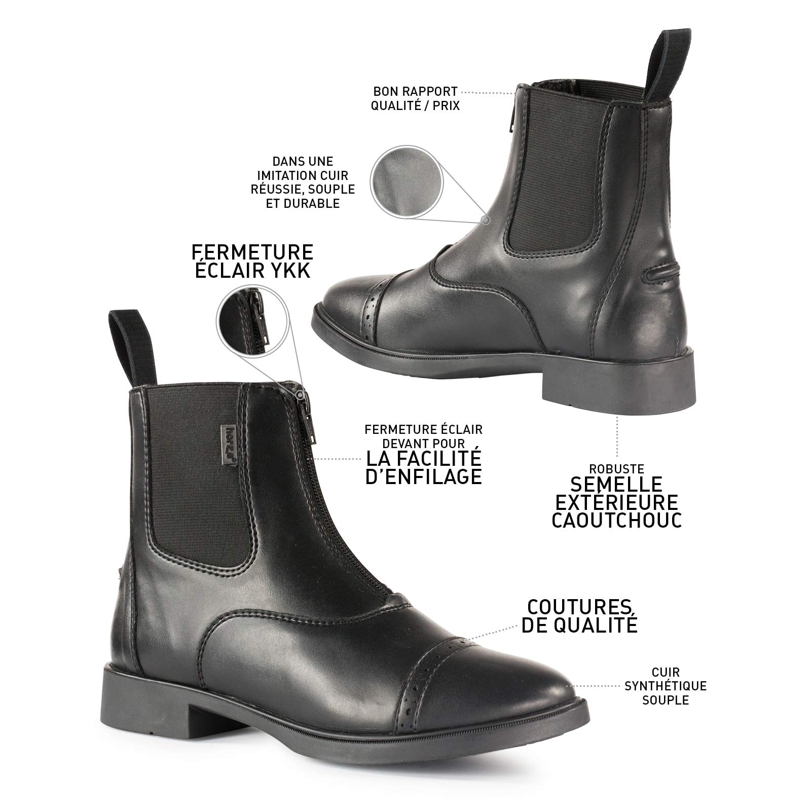 Horze Wexford Stivaletti da donna da equitazione, con zip frontale