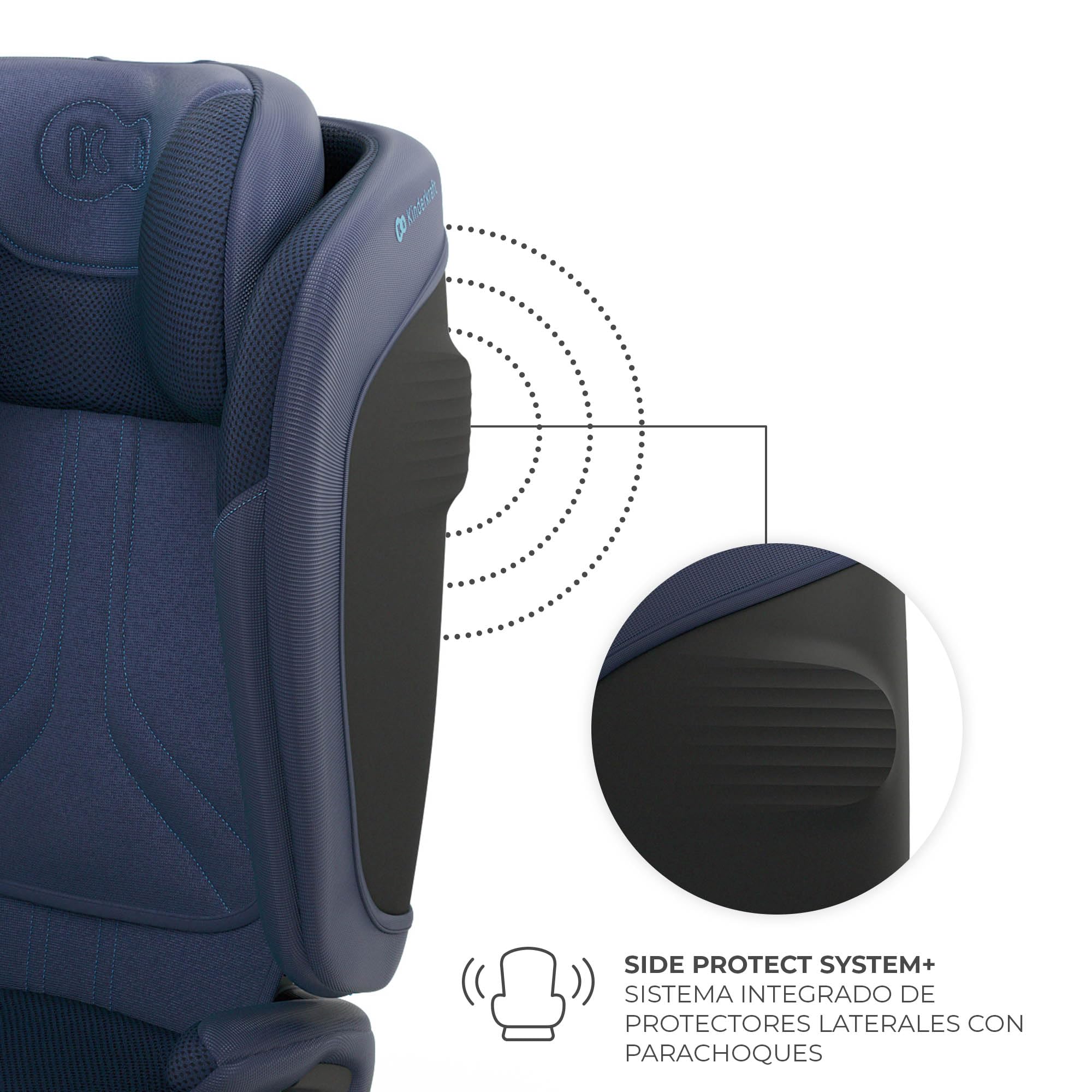 Kinderkraft UNITY 2, Fotelik 100–150 cm dla dzieci 3,5–12 lat, 5-stopniowa regulacja oparcia, Składany, ISOFIX, systemy SPS+ i H-GUARD, Tapicerka AIR FLOW, Łatwe czyszczenie, Niebieski