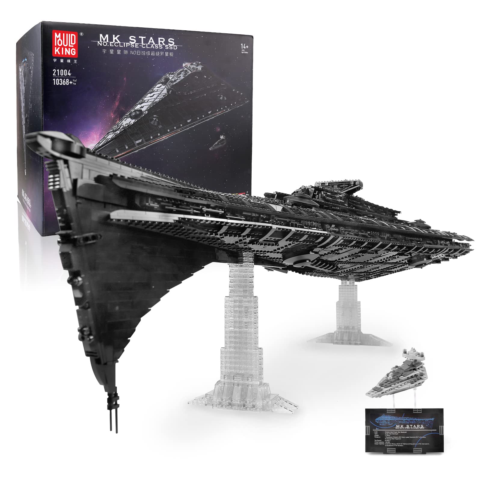 Mould King 21004 Star Plan：Eclipse-Class Dreadnought Toy Building Blocks Bricks Super Imperial Star UCS Destroyer Assemblys Model Kits Kids Large Collection for Adults（10368+Pcs）